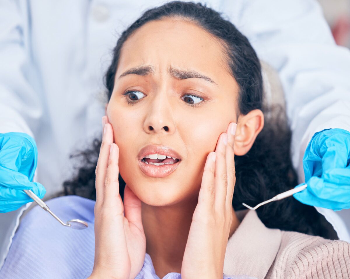 Woman afraid of the dentist